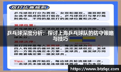 乒乓球深度分析：探讨上海乒乓球队的防守策略与技巧